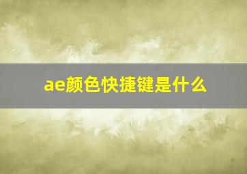 ae颜色快捷键是什么