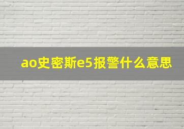 ao史密斯e5报警什么意思