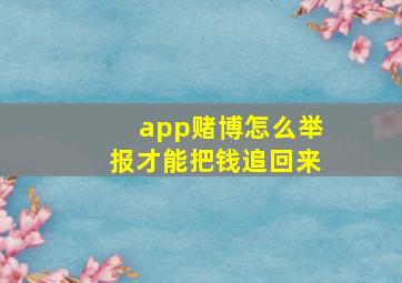 app赌博怎么举报才能把钱追回来