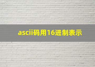 ascii码用16进制表示