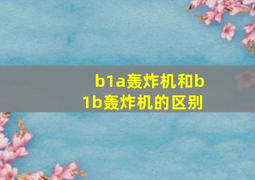 b1a轰炸机和b1b轰炸机的区别