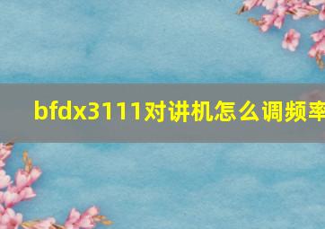 bfdx3111对讲机怎么调频率