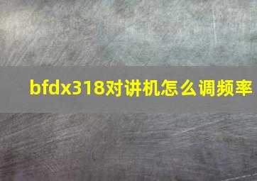 bfdx318对讲机怎么调频率