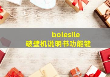 bolesile破壁机说明书功能键