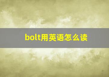 bolt用英语怎么读