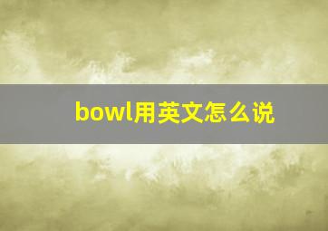 bowl用英文怎么说