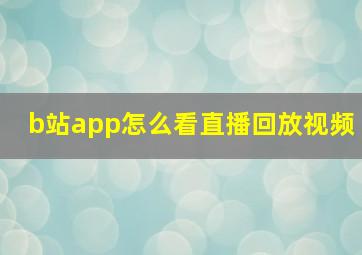 b站app怎么看直播回放视频