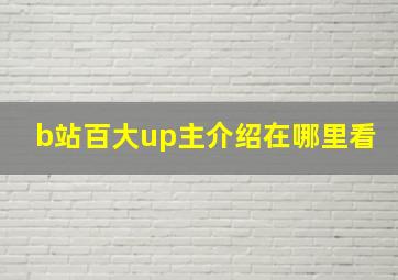 b站百大up主介绍在哪里看