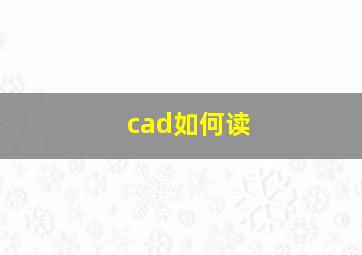 cad如何读