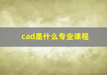 cad是什么专业课程