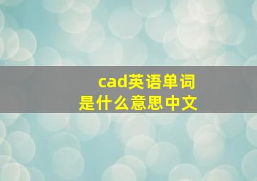 cad英语单词是什么意思中文