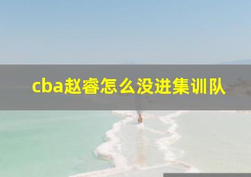 cba赵睿怎么没进集训队