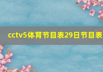 cctv5体育节目表29日节目表