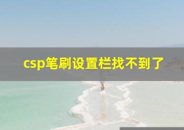 csp笔刷设置栏找不到了