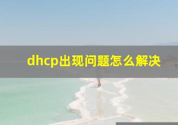 dhcp出现问题怎么解决