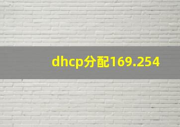 dhcp分配169.254