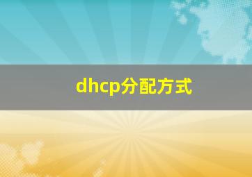 dhcp分配方式