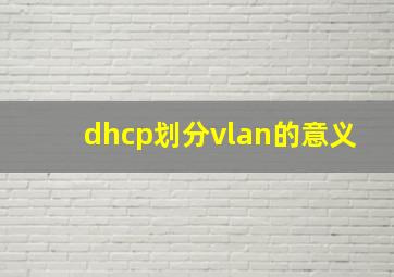 dhcp划分vlan的意义