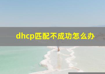 dhcp匹配不成功怎么办