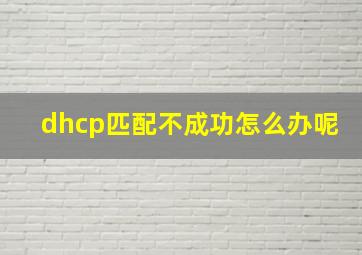 dhcp匹配不成功怎么办呢