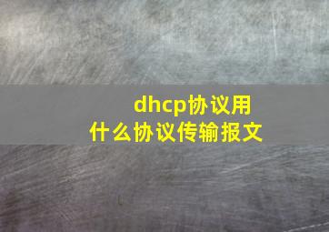 dhcp协议用什么协议传输报文