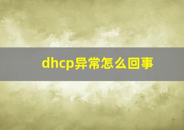 dhcp异常怎么回事