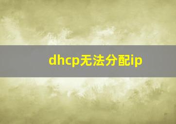 dhcp无法分配ip