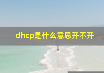 dhcp是什么意思开不开