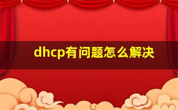 dhcp有问题怎么解决