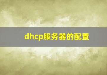 dhcp服务器的配置