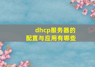 dhcp服务器的配置与应用有哪些