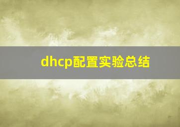 dhcp配置实验总结