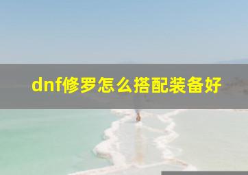 dnf修罗怎么搭配装备好