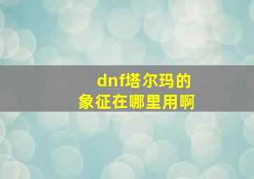 dnf塔尔玛的象征在哪里用啊