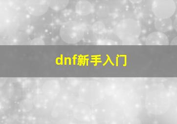 dnf新手入门