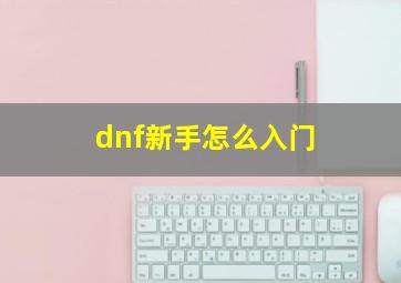 dnf新手怎么入门