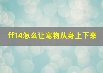 ff14怎么让宠物从身上下来