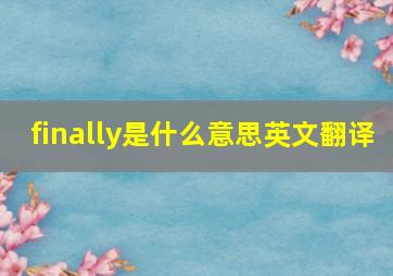 finally是什么意思英文翻译