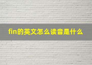 fin的英文怎么读音是什么