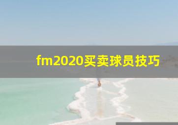 fm2020买卖球员技巧