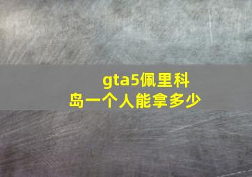 gta5佩里科岛一个人能拿多少