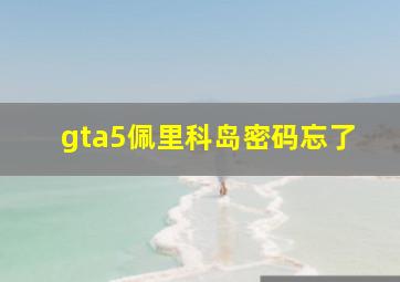 gta5佩里科岛密码忘了