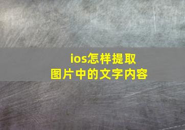 ios怎样提取图片中的文字内容