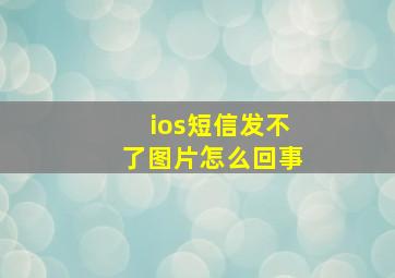 ios短信发不了图片怎么回事