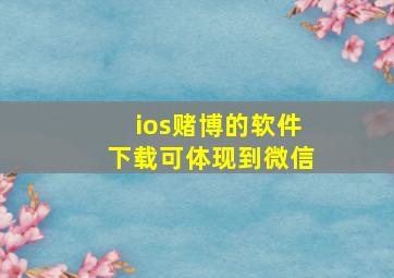 ios赌博的软件下载可体现到微信