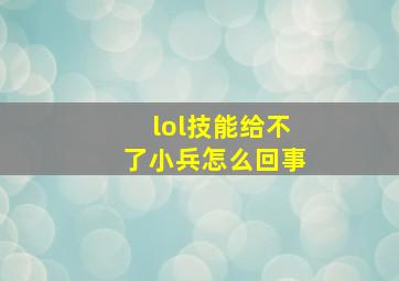 lol技能给不了小兵怎么回事