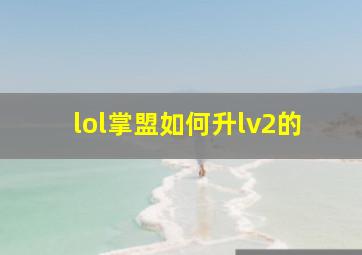 lol掌盟如何升lv2的