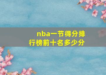 nba一节得分排行榜前十名多少分