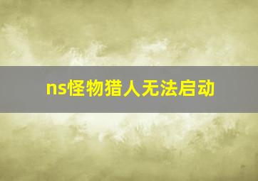 ns怪物猎人无法启动