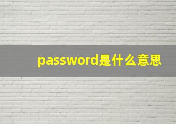 password是什么意思